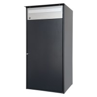 Briefkasten mit automatisch abschliessendem Paketfach aus Aluminium, pulverbeschichtet in anthrazitgrau RAL 7016